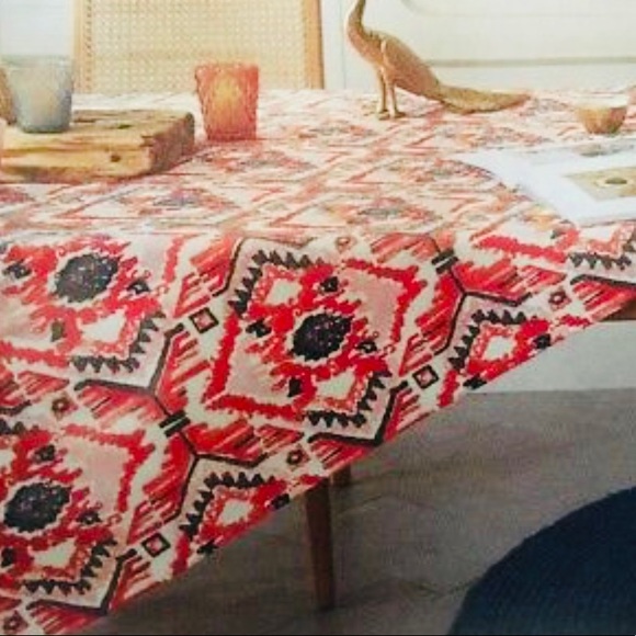 NWT (2) Orange, Ikat Table Throw with Tassels - Picture 2 of 5